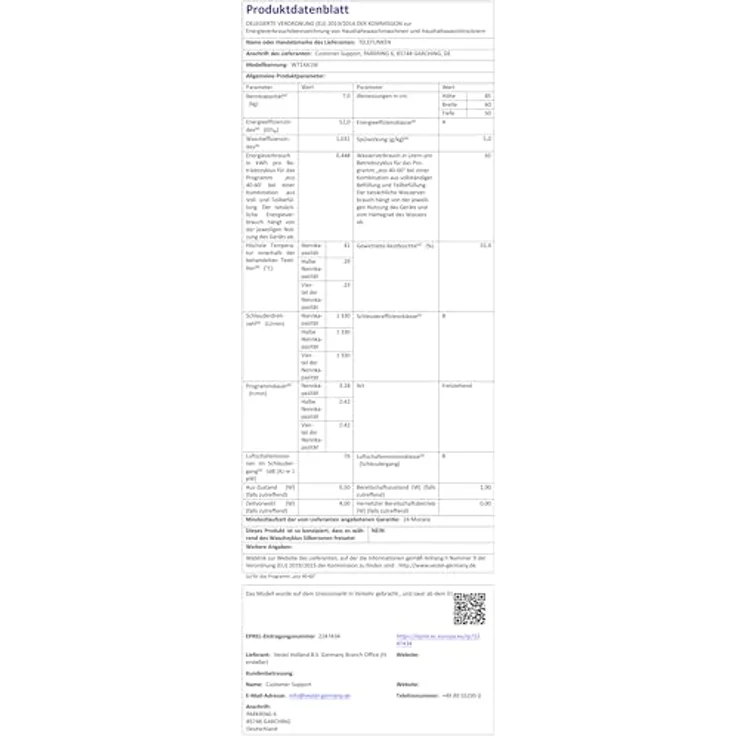 Telefunken Waschmaschine 7kg Frontlader 1400 U/Min. Inverter Motor Schontrommel 15 Programme W714A1W weiß – Bild 12