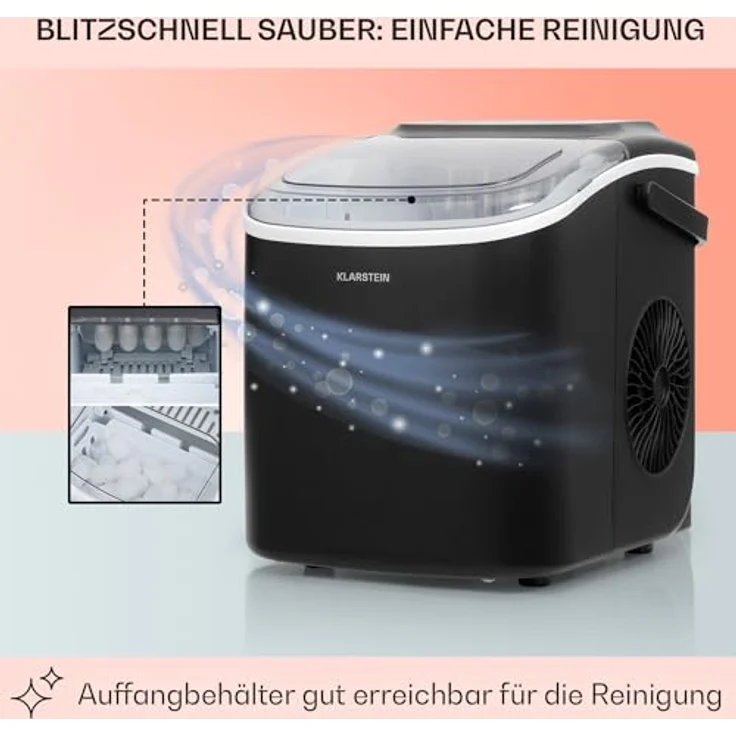 Klarstein Eiswürfelmaschine für Zuhause Camping Gastro, Schnelle Mini-Eiswürfelmaschine Klein, Profi Eismaschine für Große & Kleine Eiswürfel, Selbstreinigend, 1,3L Wassertank, 12kg Eis in 24h - Preisvergleich – Bild 5