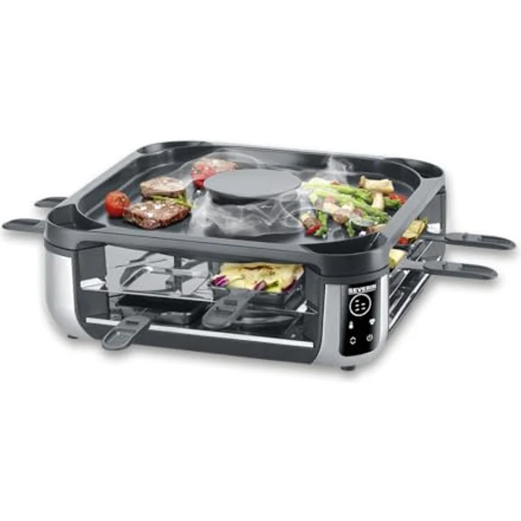 Severin Raclette RG 2379, 1900 W, Schwarz / Silber, mit austauschbarem Aktivkohlefilter und Digital-Display – Bild 5