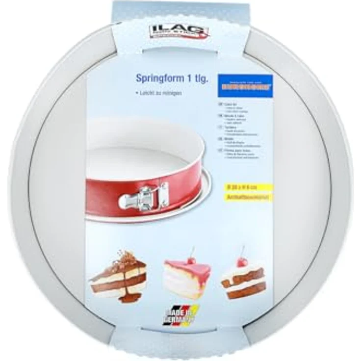 EUROHOME Springform rund Ø26 cm Antihaftbeschichtung - Backform mit Flachboden und Edelstahlverschluss - Backform Kuchen antihaft in Rot-Creme - Auflaufsichere Kuchenform Hitzebeständig bis 250° – Bild 4