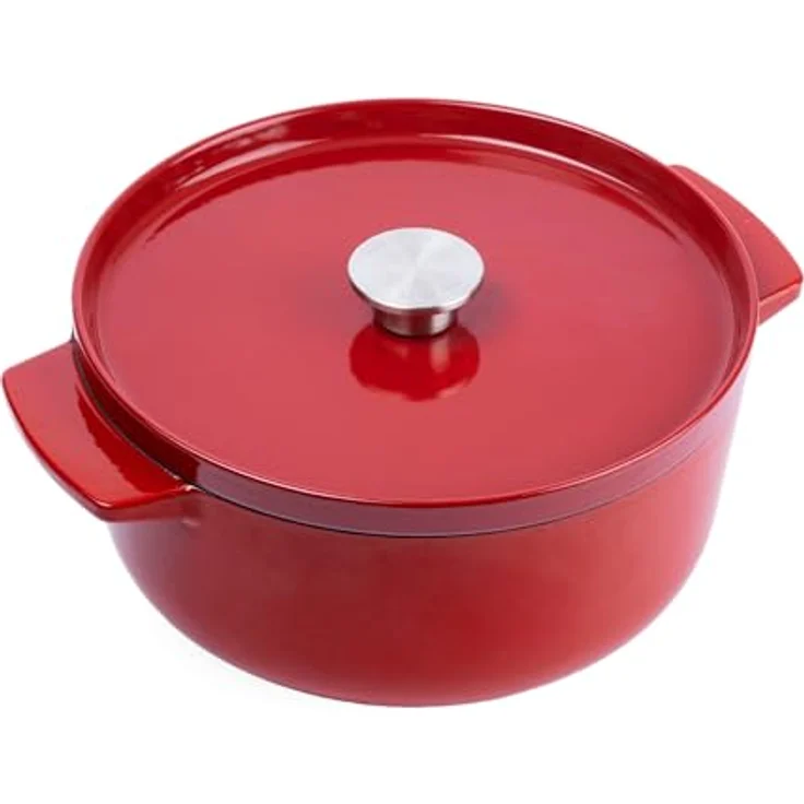 KitchenAid Cast Iron Kasserolle 26cm/5,2L mit Deckel, PFAS-freie Emaille, induction-friendly, ofenfest bis 260°C, ergonomischer Griff, Empire Red – Bild 1