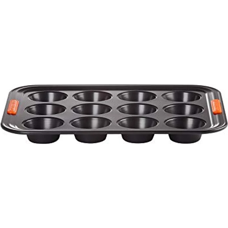 Le Creuset Antihaft Muffinform, Für 12 Stück (Ø 7 cm), PFOA-frei, Sauerteigbeständig, Aus Karbonstahl gefertigt, Anthrazit-Orange – Bild 4