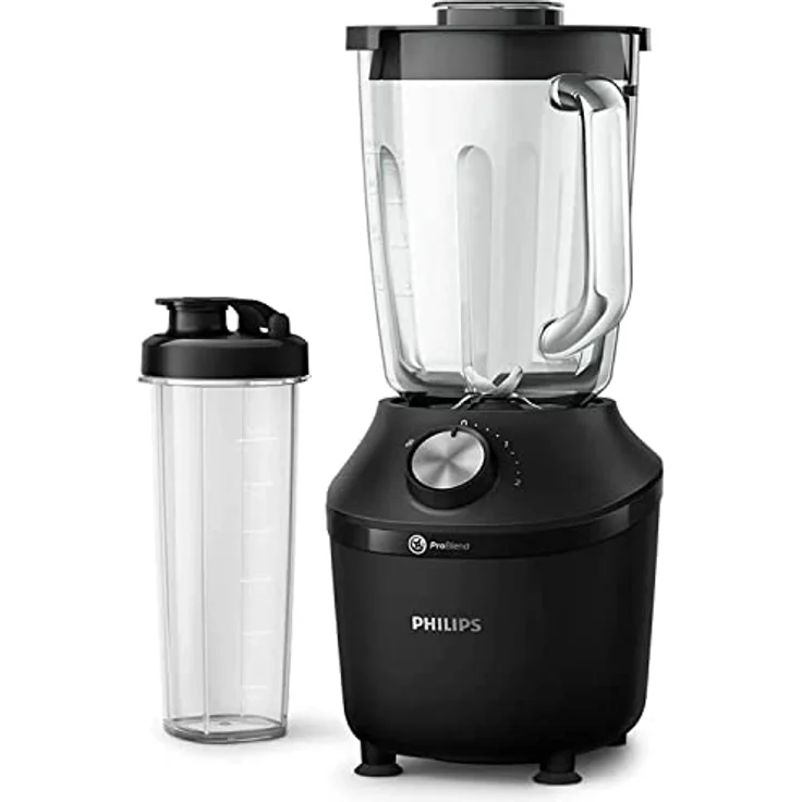 Philips HR2291-41 3000 Series Standmixer, 600W, 1,25L Mixbehälter, 2 Geschwindigkeiten, Puls-Funktion, Ice-Crush-Funktion, inkl. To-Go-Trinkflasche, schwarz – Bild 2