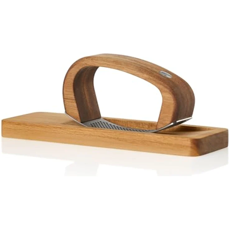 AdHoc GC01 Knoblauchpresse mit Schneidbrett RoccaAlio | Akazienholz und lasergeschnittene Edelstahlklinge | modern und ergonomisch in der Anwendung – Bild 5