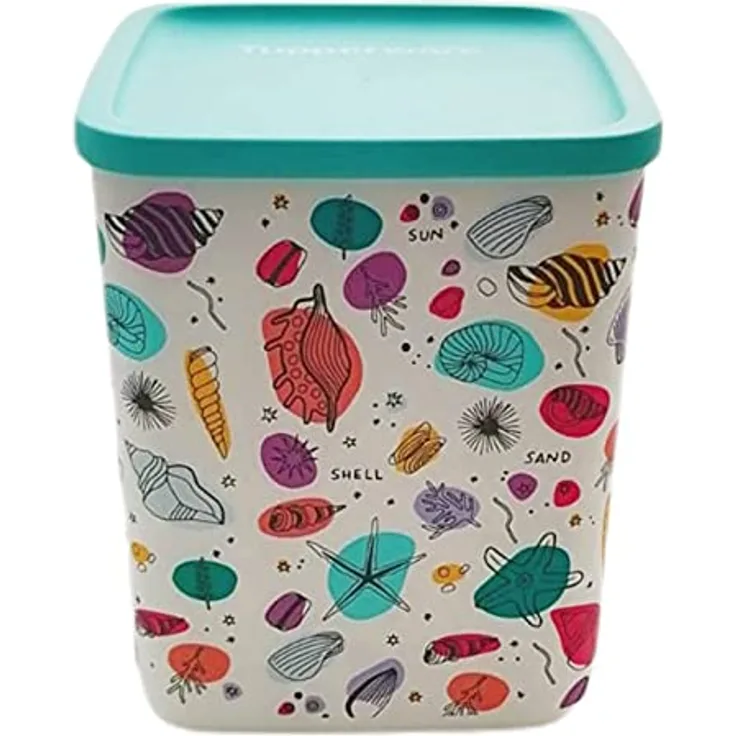 Tupperware Cubix 1,8 Liter Sommer Muscheln Vorratsdose, transparente Aufbewahrungsdose für Kaffee