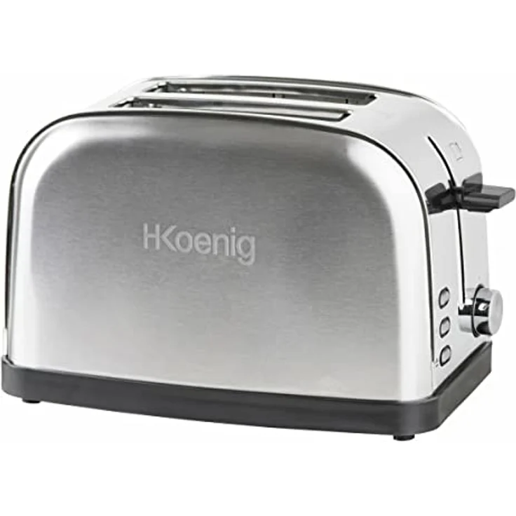 H.Koenig Scheiben TOAS7 2 Brotschlitze Toaster, Edelstahl, 7 Bräunungsstufen, Auftaufunktion, Stainless Steel, Silver, Extra breit – Bild 2