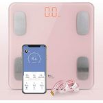 himaly Körperfettwaage, kompatibel Personenwaage mit App, Smart Digitale Waage für Körperfett, Knochengewicht, Körpergewicht, Muskelmasse, viszerales Fett, Körperwasser, BMI (Rosa)