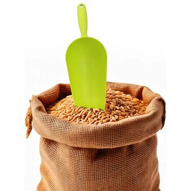 com-four 2x Futterschaufel mit großem Fassungsvermögen für Tierfutter und Saatgut, 28,5 cm & 32,5 cm, grün – Bild 2