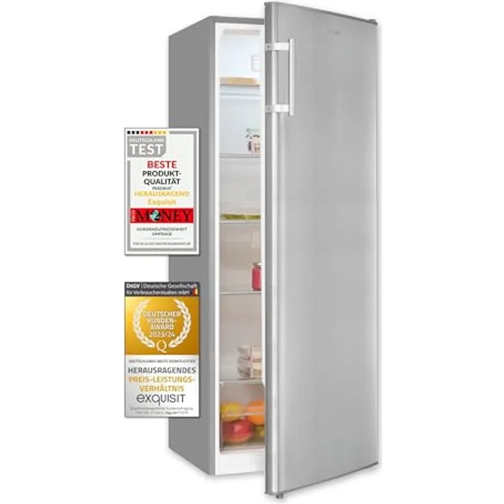 Exquisit Vollraumkühlschrank KS320-V-H-040D inoxlook | Nutzinhalt: 242 L