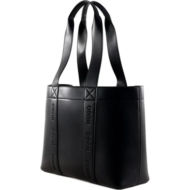HUGO Shopper Becky Up, eleganter Shopper aus hochwertigem Polyester-Kunstleder-Mix, schwarz – Bild 2