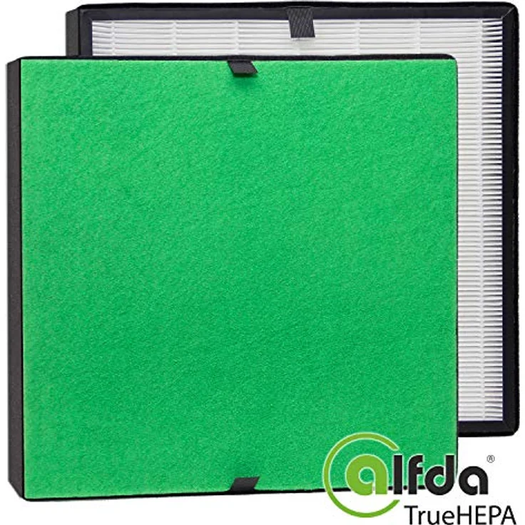alfda alfdaTrueHEPA Filter-Komplett-Set für ALR550 Comfort Luftreiniger, antibakterieller Partikel-Filter, geeignet für Allergiker, grüner textiler Catechin-Vorfilter – Bild 2
