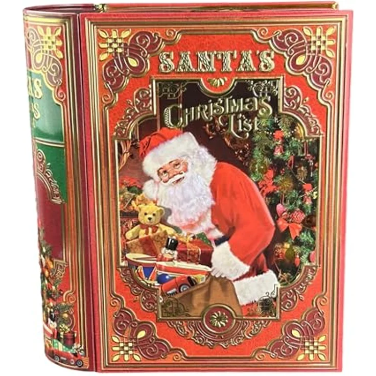 MediMuc Große Buchdose Santa´s List - aufwändig geprägt und bedruckt. Der Weihnachtsmann bereitet sich vor - Vol. 3,0l - Maße: (L x B x H): 24,5 x 21,3 x 9,0cm – Bild 2