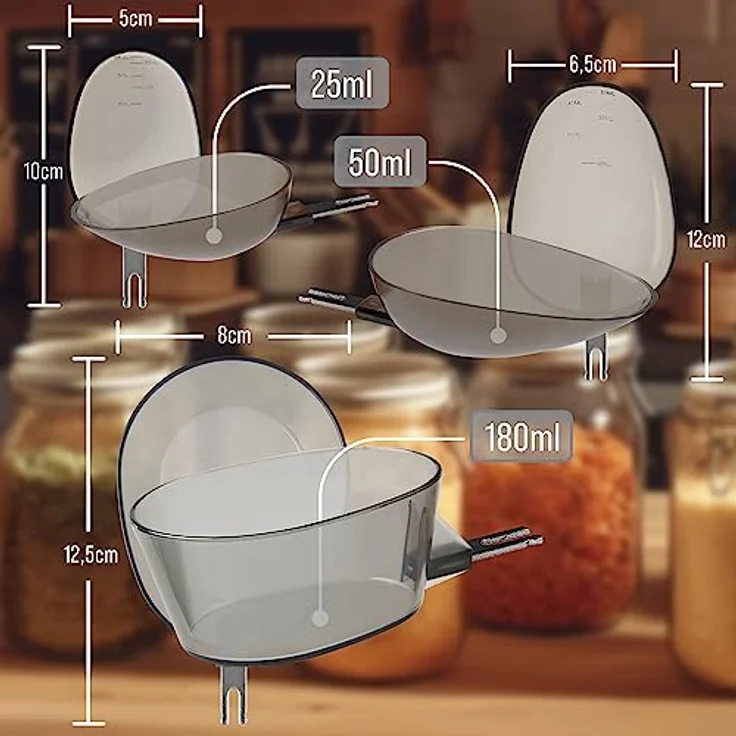 Pulox Löffelwaage PLW-200 mit drei Löffeln 25 ml, 45 ml und 180 ml von 0,1 g genau bis 500 g Tragkraft Digitale Küchenwaage, Feinwaage – Bild 3