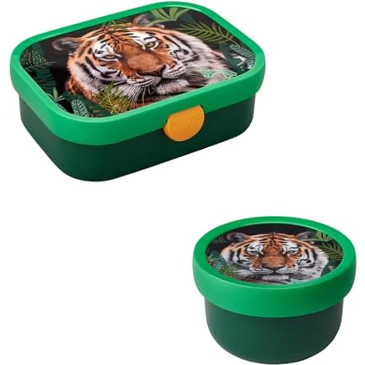 Mepal Kinder Obst- und Bento Box Campus meets Fruits Wild Tiger | 300 & 750 ml | Mit Fächern, Gabel & Clip-Verschluss | Spülmaschinenfest & BPA-frei – Bild 1