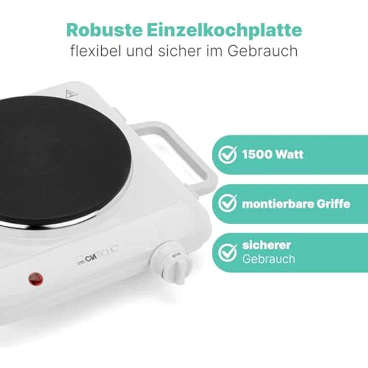 Clatronic EKP 3582, Kochplatte, Betriebsart elektrisch, Breite 29 cm – Bild 6