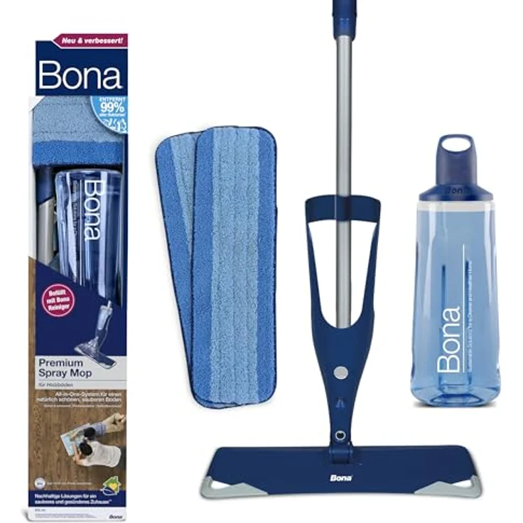 Bona Premium Spray Mop für Holzfußböden, Sprühwischer Set mit extra Mikrofaser-Reinigungspad, grün – Bild 1