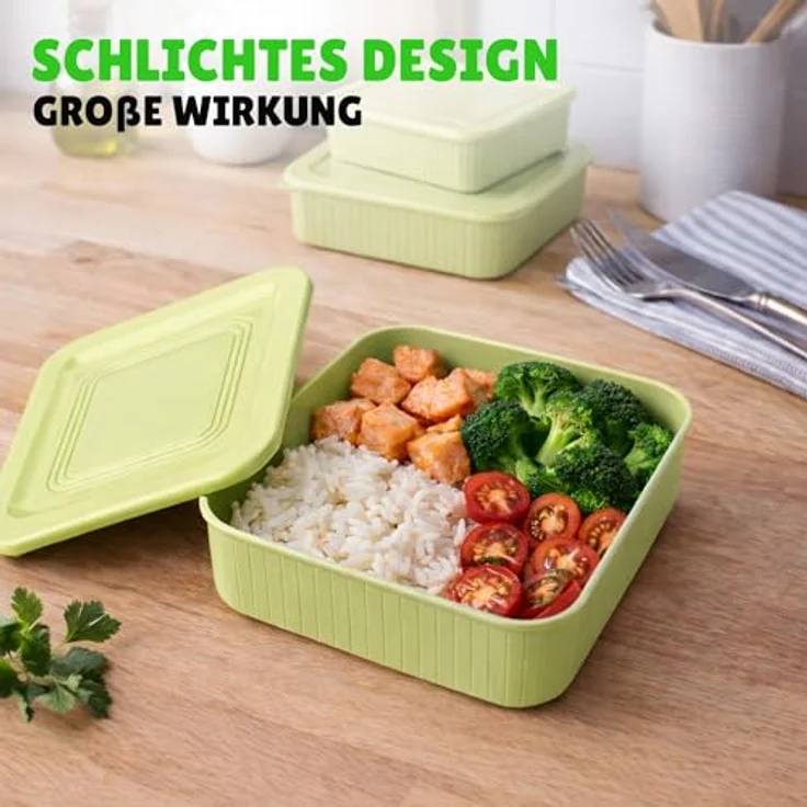 HOPEG Frischhaltedose 3er Set, luftdicht und BPA-frei, Kunststoff Vorratsdose in Grün mit Clip- und Close-Deckel, 0,5 L, 1 L, 1,5 L – Bild 6