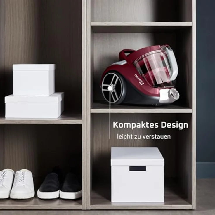 Rowenta RO4B23 Compact Power XXL, beutelloser Bodenstaubsauger mit 900 W, 2,5 Litern und 69 Dezibel, Rot – Bild 3