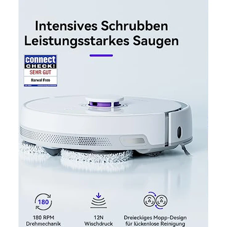 NARWAL Freo Saugroboter mit Wischfunktion und automatischer Dockingstation (Freo-Modus und DirtSense-Schmutzerkennung, rotierende Mopps, Smart-Swing Randreinigung, Heißlufttrocknung) – Bild 2