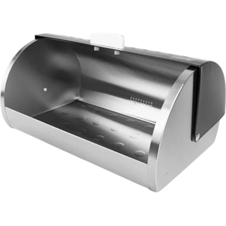 Feel Maestro Brotkorb MR-1676-BLACK, Edelstahl Brotvorratsbehälter mit Schiebedeckel, 38,5 x 19 x 25,5 cm – Bild 4