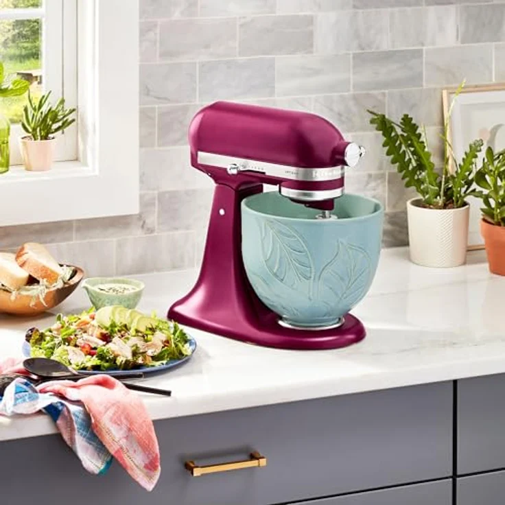 KitchenAid Keramikschüssel Spring Leaves, titanverstärkt, für 4,8 und 4,3 Liter Küchenmaschinen, ofen-, gefrier- und mikrowellengeeignet – Bild 3