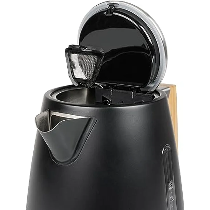 Princess Wasserkocher Pure - 1,7 L - Bambusdesign - 360° drehbar - 3000 W - Mattschwarz – Bild 2