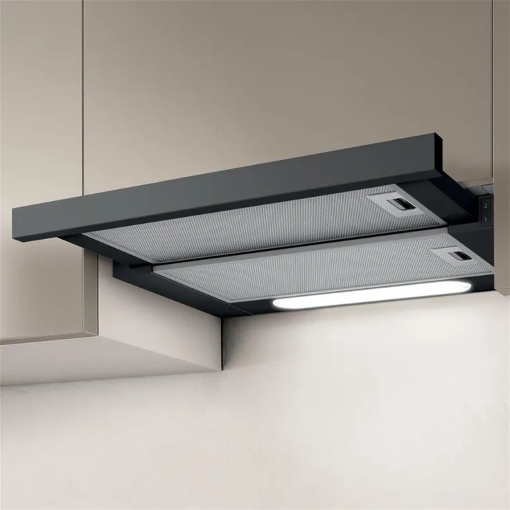 Elica Elite 14 LUX 50 BL, Dunstabzugshaube semi-eingebaut, ausziehbar, 304 m³/h, Schwarz
