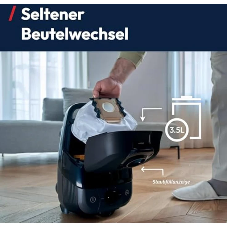 Hoover HE2Z10A, Boden-Staubsauger mit Beutel für alle Böden, 850 W, Schwarz/Grau, 3,5 L Behälterkapazität, waschbarer EPA-Filter – Bild 7