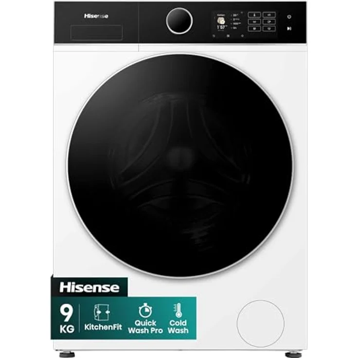 Hisense WF5I9043BWFS, Freistehende Waschmaschine, 9 kg, 1400 U/min, Energieeffizienzklasse A, Weiß – Bild 1