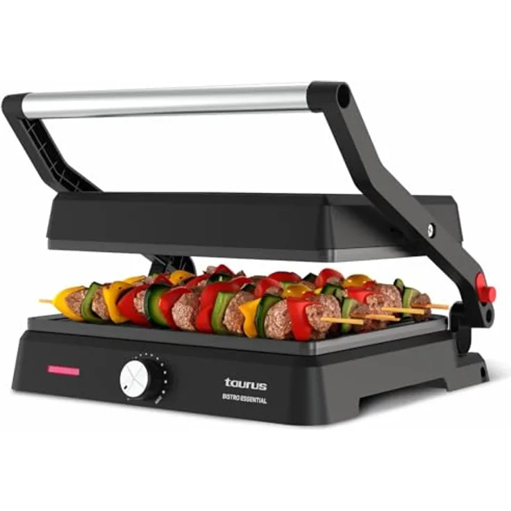 Taurus - Kontaktgrill Essential 2600W | 2-in-1 Grill & Plancha | Platten 29x23 cm | PFOA-frei | Fettauffangschale | Einstellbarer Thermostat | Cool-Touch & Plattenverriegelung