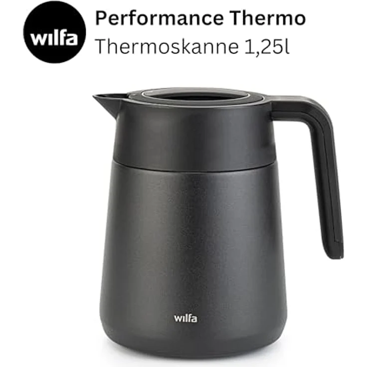 Wilfa Performance Thermokanne, Edelstahl Wasserkocher mit 3,5 Stunden Wärmespeicherung, Schwarz – Bild 2