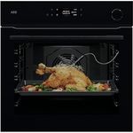 AEG 7000 SteamCrisp® NBR7P621SB, Einbaubackofen mit pyrolytischer Selbstreinigung, Dampfunterstützung, 72L Garraum, Schwarz