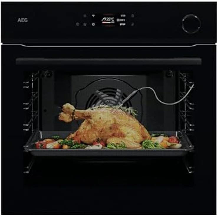 AEG 7000 SteamCrisp® NBR7P621SB, Einbaubackofen mit pyrolytischer Selbstreinigung, Dampfunterstützung, 72L Garraum, Schwarz – Bild 1