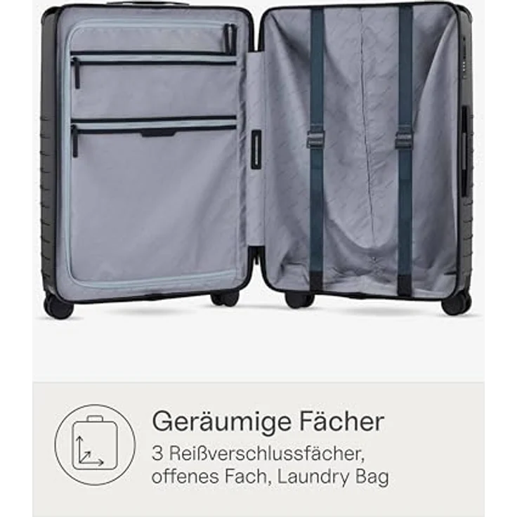 Kapten & Son Heathrow Essential Check-In Hartschalenkoffer All Black 82 L | Großer Reisekoffer mit 360°-Drehrollen, TSA-Gepäckschloss und wasserabweisendem Material – Bild 3