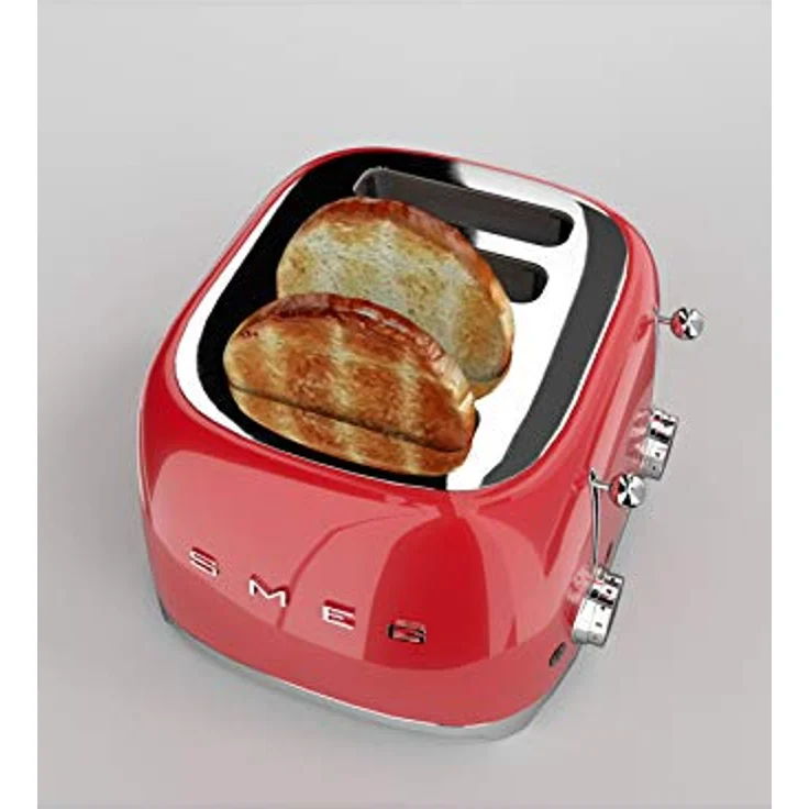 Smeg TSF03RDEU 4-Scheiben-Toaster, 2000W, 6 Bräunungsstufen, Metall, rot – Bild 3