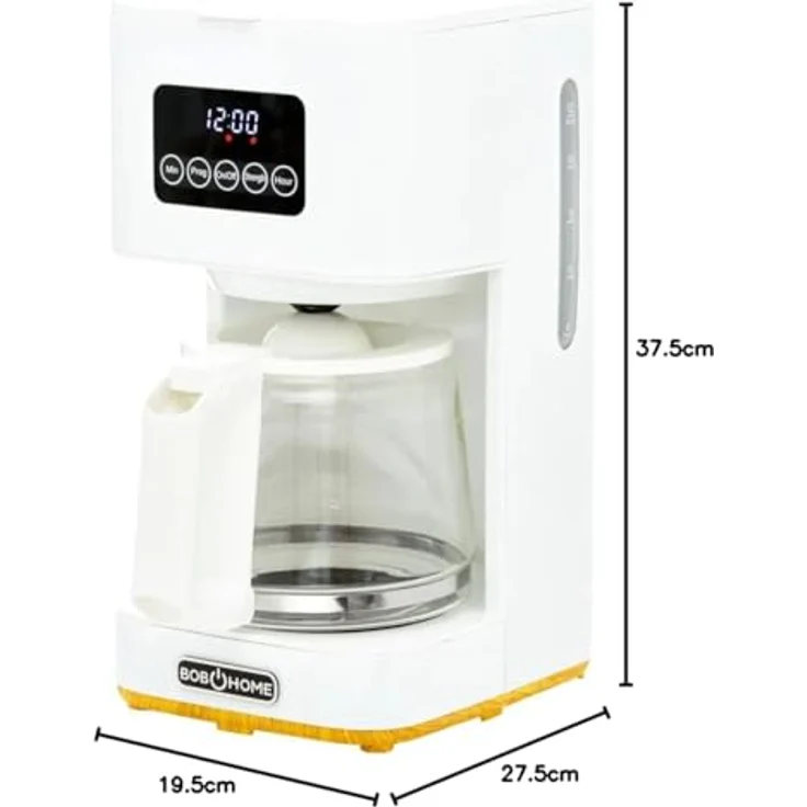 Bob Home Buongiorno Café, Filterkaffeemaschine mit Timer, 12 Tassen, Warmhalteplatte, Aromaregler, Holzdekor-Elemente, LED-Display mit Touchtasten – Bild 6