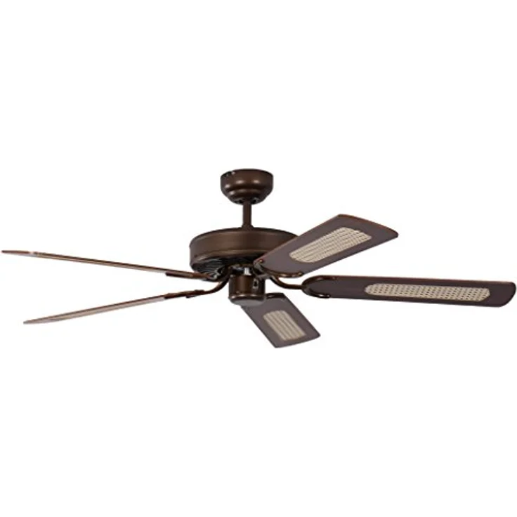 Pepeo Deckenventilator ohne Beleuchtung Potkuri, Gehäuse Bronze Antik, Wendeflügel Mahagoni oder Mahagoni mit Rattaneinlage , 132 cm, für Räume bis zu 25m² – Bild 3