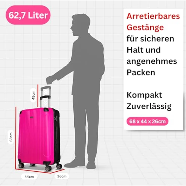 Nowi Lugano 4 Rollen Kofferset, 2-teilig, Schwarz, (70 l) – Bild 3