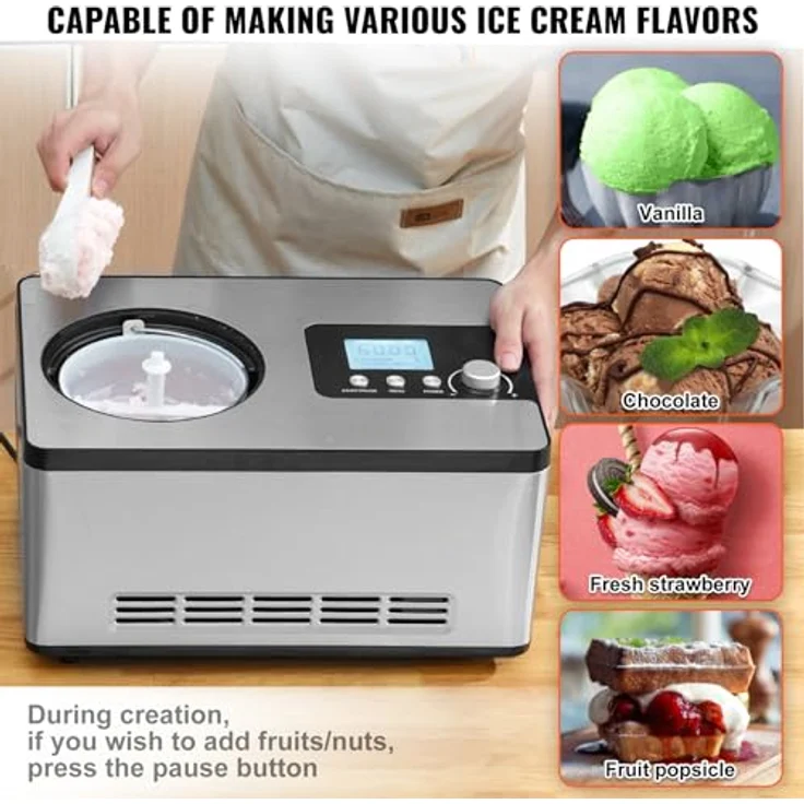 VEVOR Eismaschine 2 L, 180 W Frozen Joghurtbereiter Speiseeismaschine 3 Modi Haushalt, mit leistungsstarkem Kompressor – Bild 5