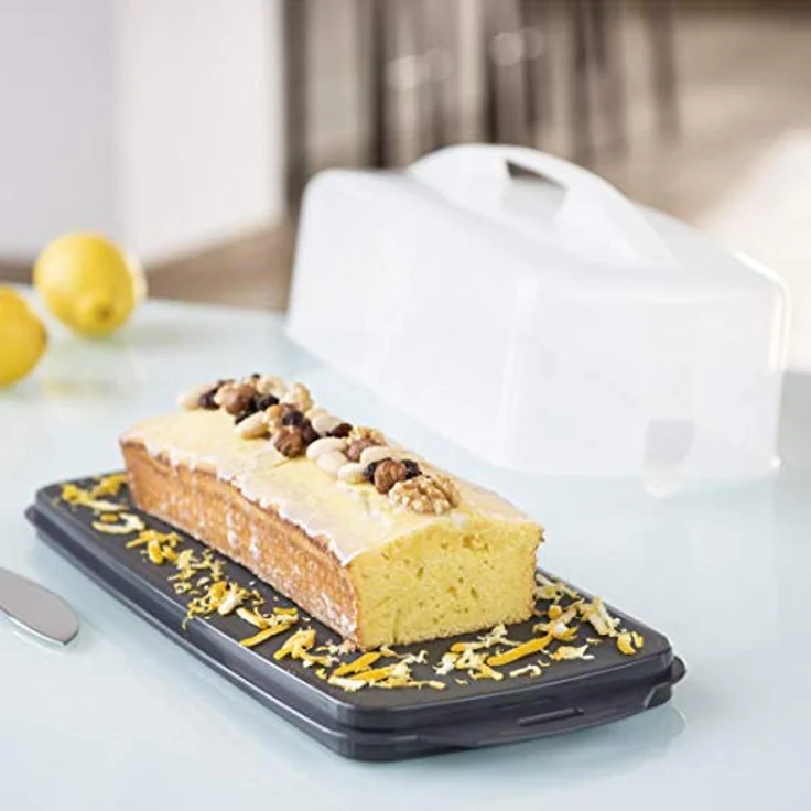 Xavax Kuchen-Transportbox (eckige Kuchenbox für Kastenkuchen, spülmaschinengeeigneter Kuchenbehälter mit Deckel und Tragegriff) schwarz – Bild 5