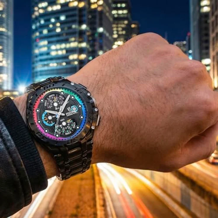 Festina Chronograph Chrono Bike F20761/1, Limited Edition Herrenuhr mit schwarzem Edelstahlarmband, Mineralglas und japanischem Quarzwerk – Bild 2