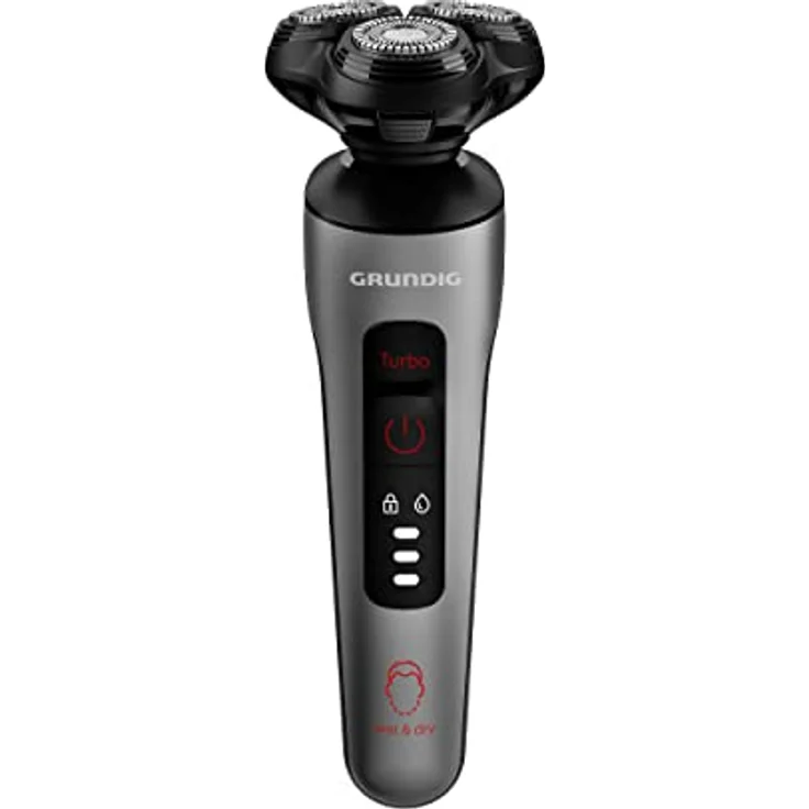 Grundig ProClub MS 8130 Herrenrasierer, BeardCare Sensor, Kunststoff des äußeren Gehäuses aus 61% recyceltem Kunststoff, Titanium Blades Technologie, Wet & Dry, Dunkles Mattchrom/Rot – Bild 2