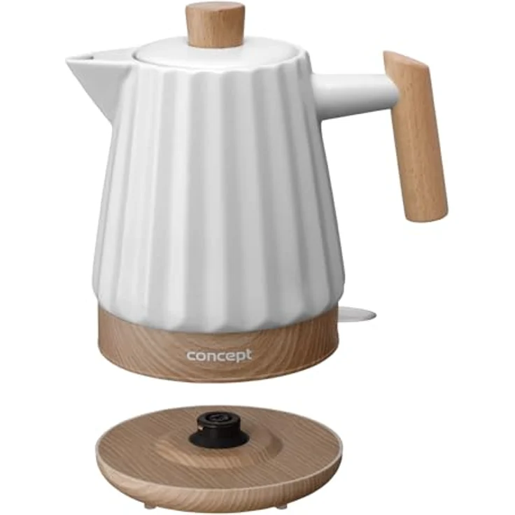 Concept Birdy RK0090 Keramik-Wasserkocher 1,5 L in Weiß mit Holzdetails | 1500 W | STRIX-Technologie, dreifache Sicherheit, energiesparend, pflegeleicht – Bild 3