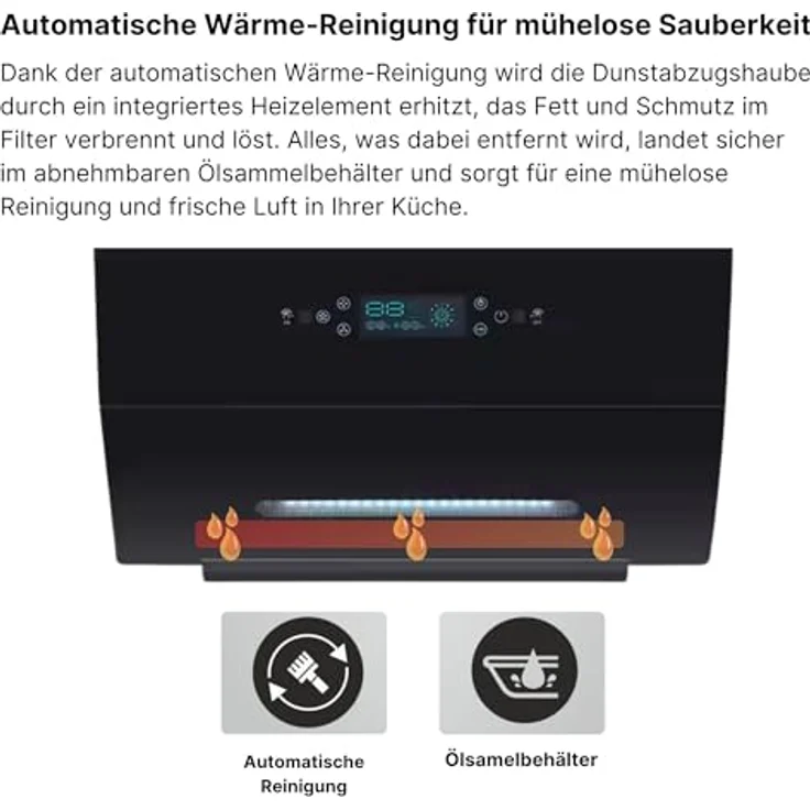 KB ELEMENTS Dunstabzugshaube 60cm, Umluft/Abluft mit 650m³/h Saugleistung, Touch-Gestensteuerung, Selbstreinigungsfunktion und großem Multifunktionsdisplay – Bild 5
