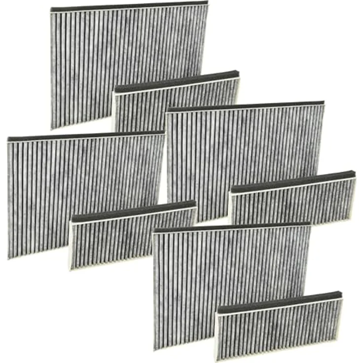 vhbw 8x Aktivkohlefilter Set für Dunstabzugshauben kompatibel mit Bosch DWK87CM60/01, DWK87CM, DWK87BM60B/01, DWK87BM60/01 - Grau Weiß, hohe Filterleistung zur Geruchsneutralisation – Bild 1