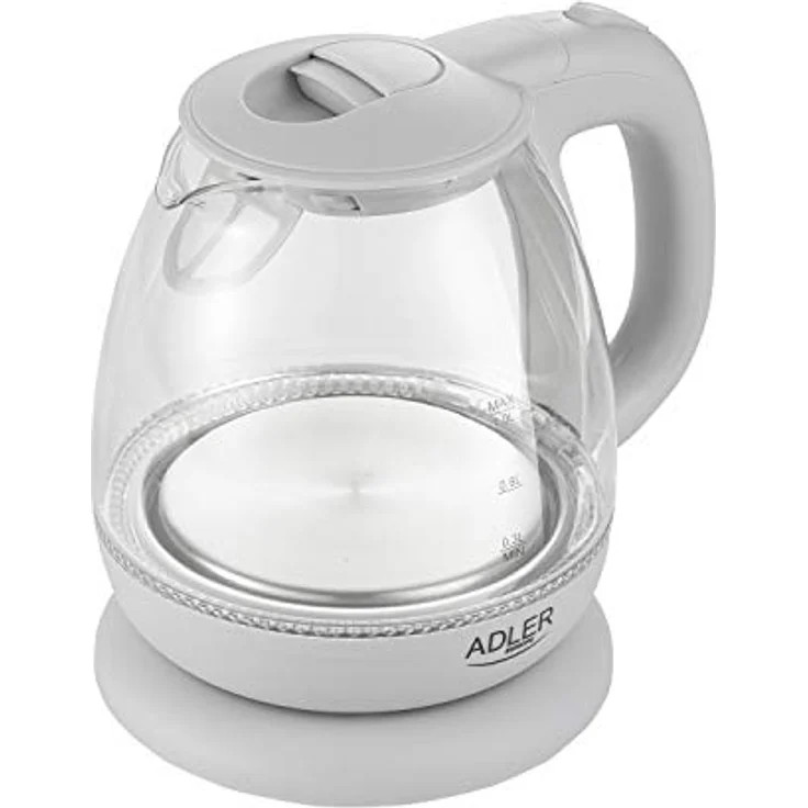 adler AD 1238 Elektrischer Wasserkocher aus Glas, klein, 1 l, 1100 W, LED-Beleuchtung, 1100 W, 1 Liter, Grau – Bild 4