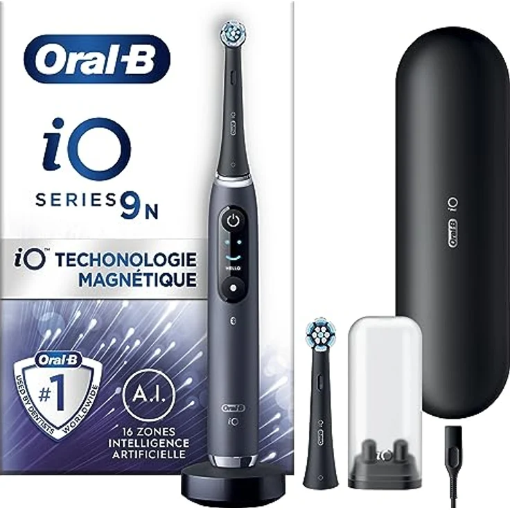 Oral-B iO 9N Elektrische Zahnbürste, Bluetooth, 2 Bürsten, 1 Reiseetui, Ladegerät – Bild 1