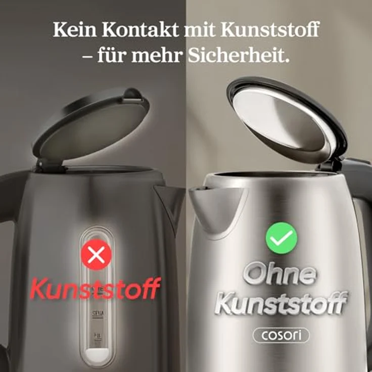 Cosori Wasserkocher Edelstahl 1,7 L, 2200W, mit Strix-Thermostat und LED Beleuchtung – Bild 3