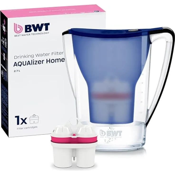 BWT Aqualizer Home Tischwasserfilter, Blaue Kunststofffilter mit Magnesium-Technologie, spülmaschinentauglich, ergonomisches Design – Bild 1