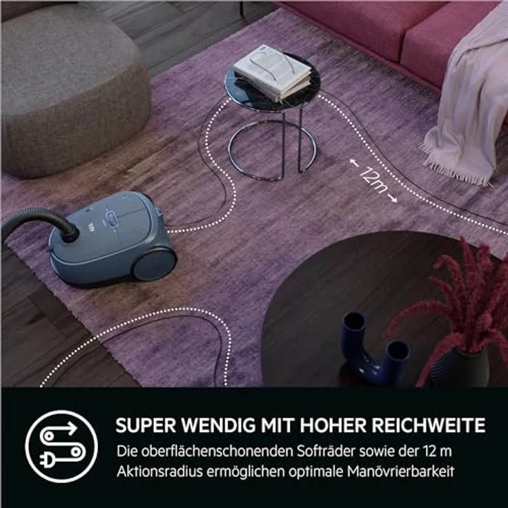 AEG Bodenstaubsauger CLEAN 6000 (AB61C2DBS), 750 W mit Beutel, hohe Saugleistung, automatische Umschaltung, inkl. Zusatzdüsen, 55 % Recyclingkunststoff – Bild 6